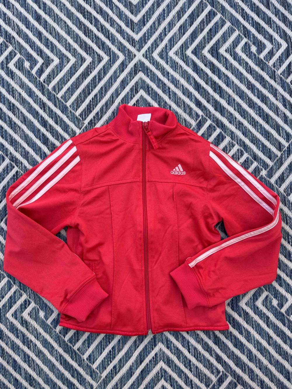 adidas Red Kids Jean-Style Jacket with White Stripes